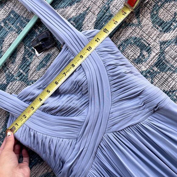 BCBGMAXAZRIA Grecian Pleated Twist Blue Gray Maxi Gown Dress - Size XS - Picture 5 of 8